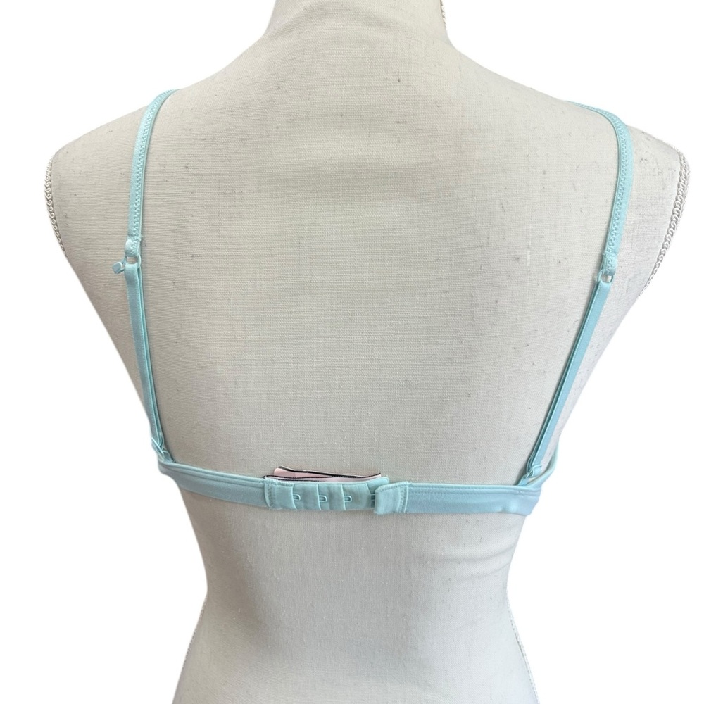 Victoria’s Secret Dream Angels Lace Mesh High Neck Bralette Aqua Blue M - Picture 6 of 9
